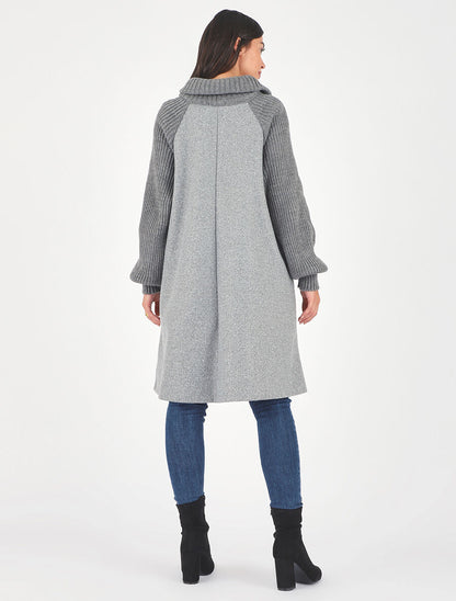 Manteau long oversize bi-matière - Gris - 5