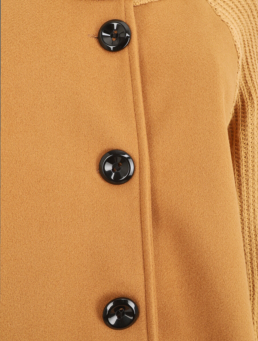 Manteau long oversize bi-matière - Camel - 3