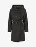 Manteau long croisé à capuche - Noir - 1