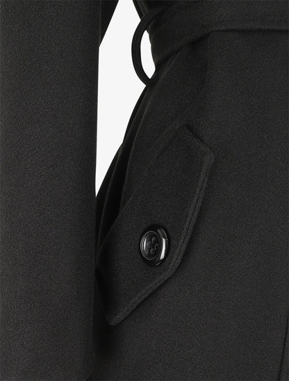 Manteau long croisé à capuche - Noir - 3