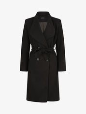 Manteau long croisé coupe droite - Noir - 4