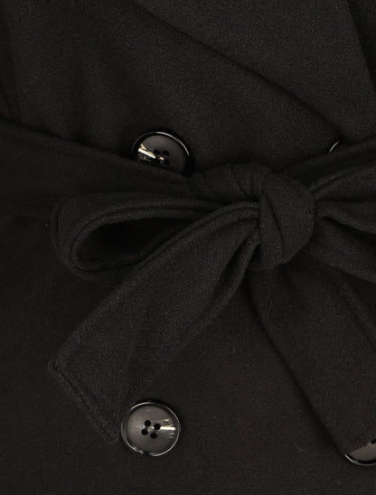 Manteau long croisé coupe droite - Noir - 3