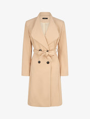 Manteau long croisé coupe droite - Beige - 4