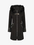 Manteau bi-matière à capuche en fausse fourrure - Noir - 4