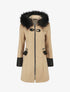 Manteau bi-matière à capuche en fausse fourrure - Beige - 1