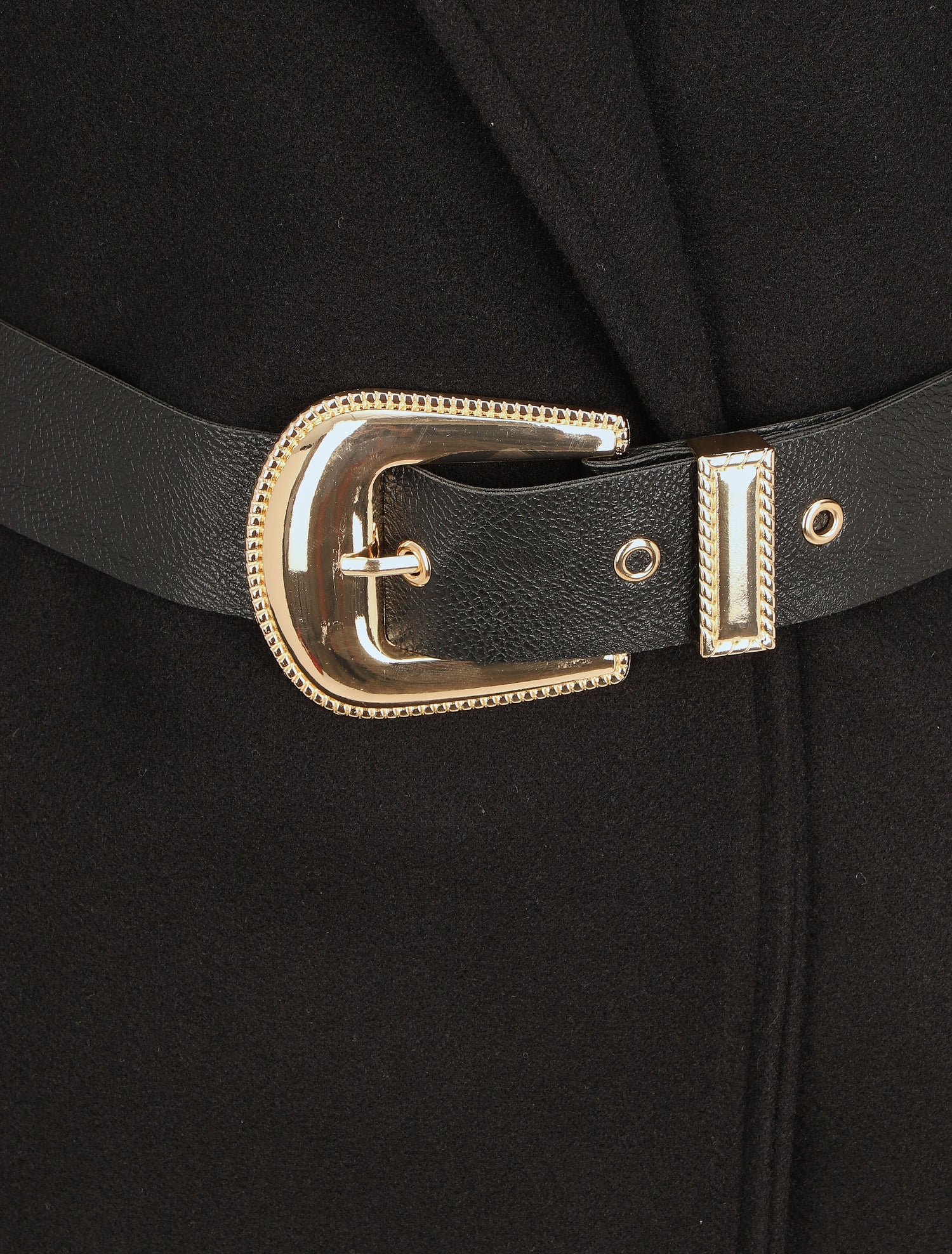 Manteau long droit à ceinture - Noir - 3