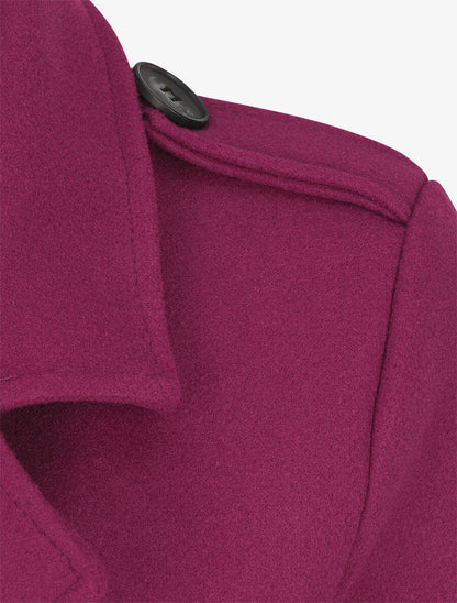 Manteau long droit à ceinture - Violine - 3