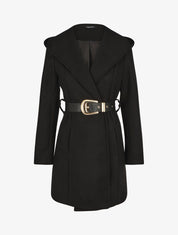 Manteau à capuche ceinturé - Noir - 4