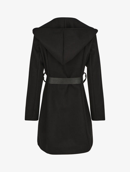 Manteau à capuche ceinturé - Noir - 2