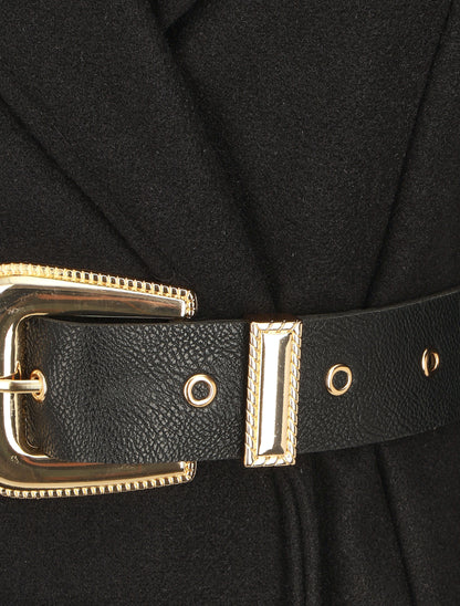 Manteau à capuche ceinturé - Noir - 3