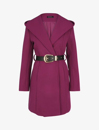 Manteau à capuche ceinturé - Violine - 4