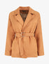 Veste droite en suédine ceinturée - Camel - 1