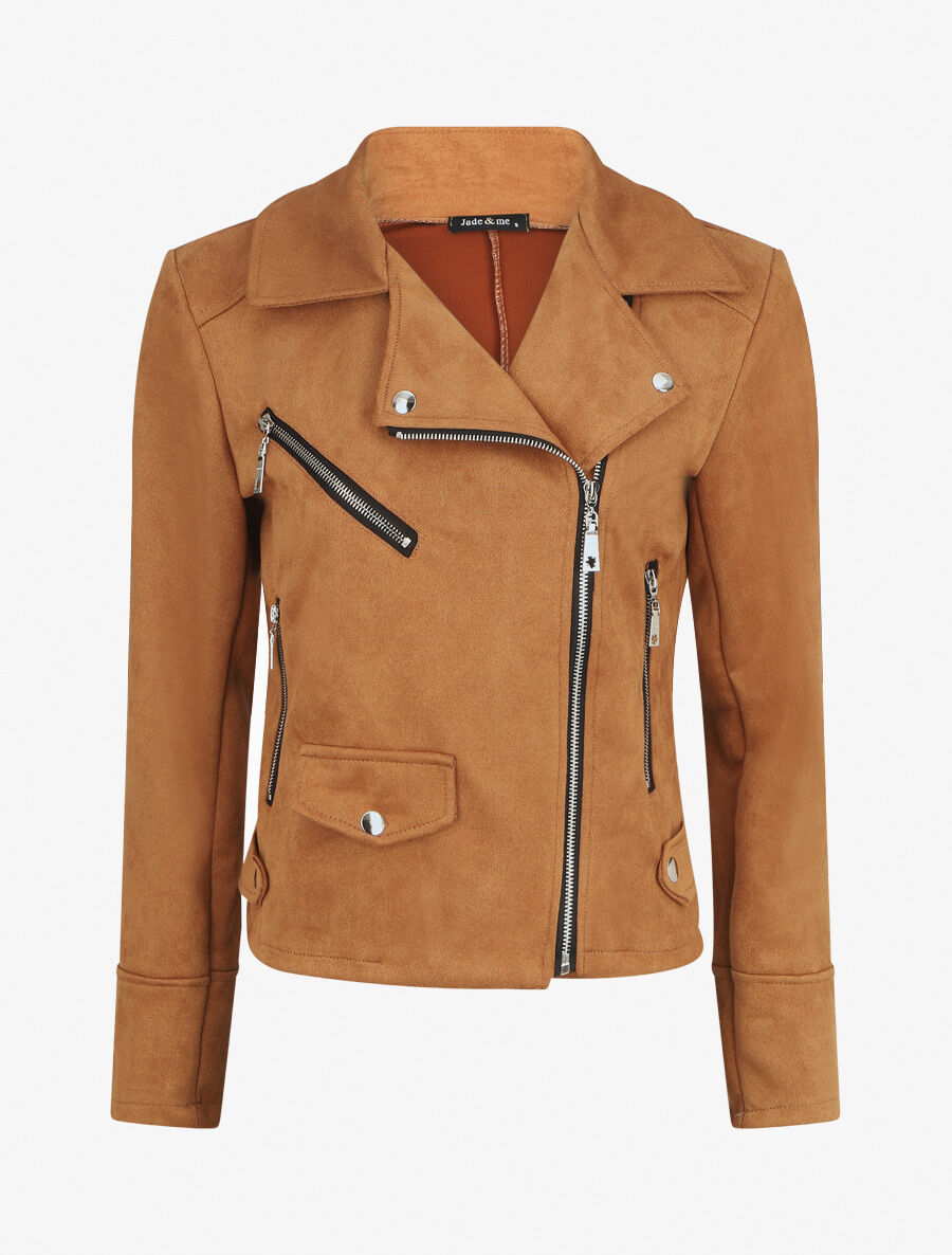 Veste courte en suédine - Camel - 4