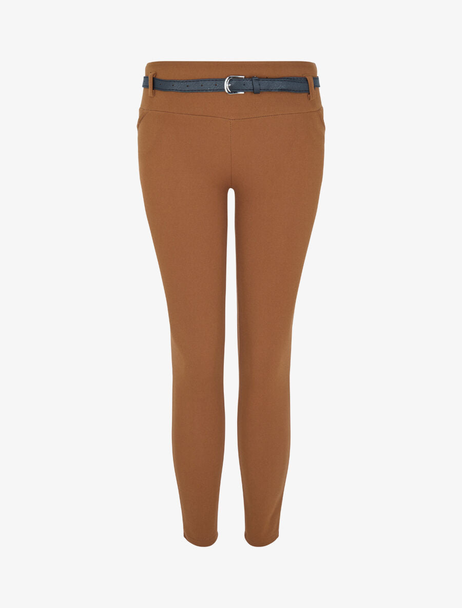 Legging taille basse à poches décoratives - Camel - 1