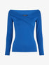 Top à col V à revers et manches 3/4 - Bleu électrique - 3