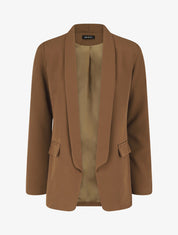 Blazer droit basique uni - Marron - 1