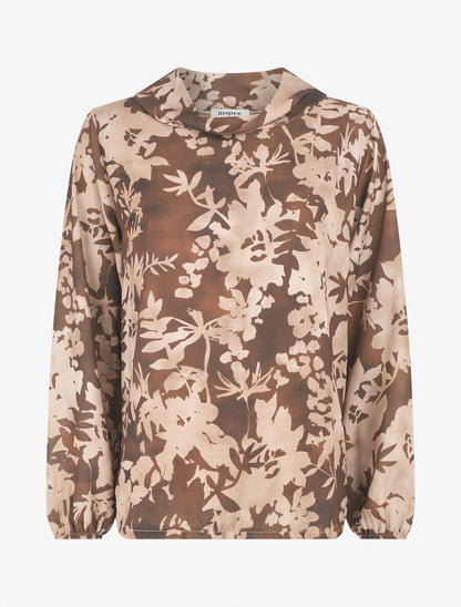 Top droit imprimé floral - Marron - 1