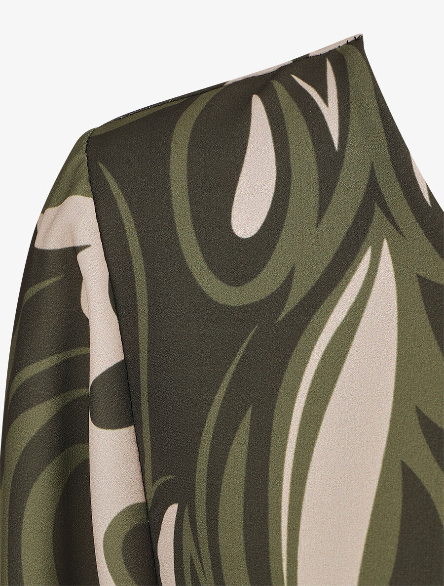 Top graphique ample col rond - Kaki - 3