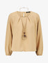 Top élastiqué uni manches longues - Beige - 4