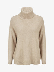 Pull uni à col roulé - Beige - 4