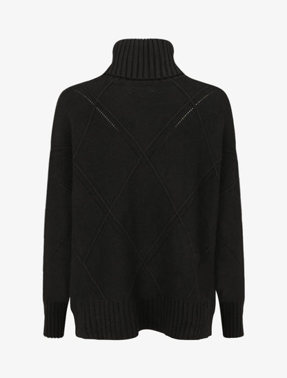 Pull ample col roulé - Noir - 2