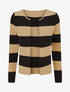 Gilet ouvert à rayures coupe droite - Beige - 4
