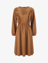 Robe uni à col en V décolleté - Camel - 6