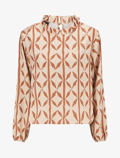Top ample imprimé graphique - Camel - 1