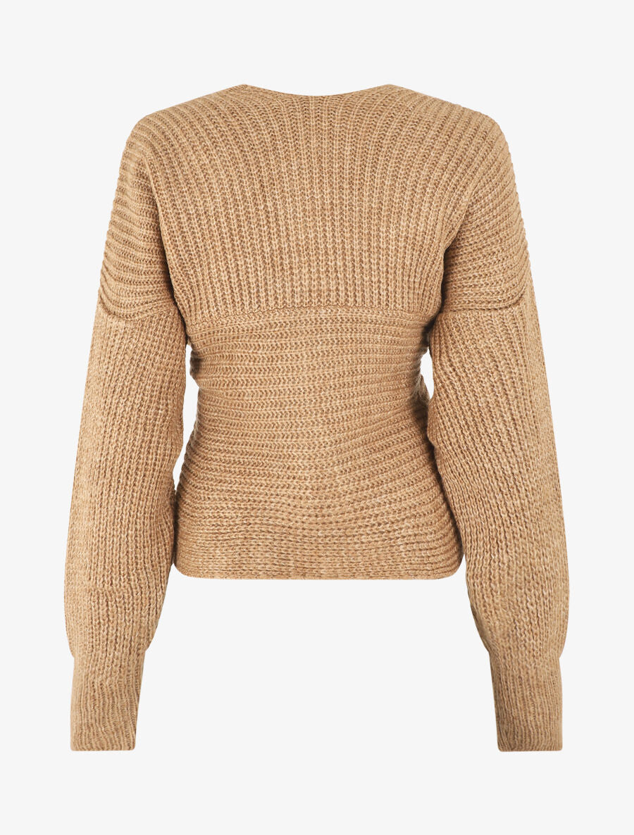 Pull cache-coeur en maille - Camel - 2