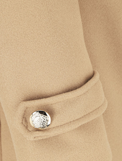 Manteau long à boutons décoratifs au dos - Camel - 3