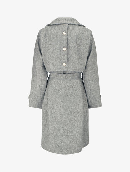 Manteau long à boutons décoratifs au dos - Gris - 2