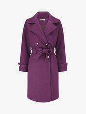 Manteau long à boutons décoratifs au dos - Violine - 1