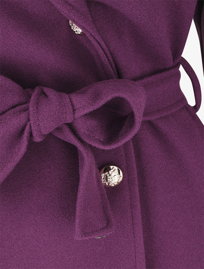 Manteau long à boutons décoratifs au dos - Violine - 3