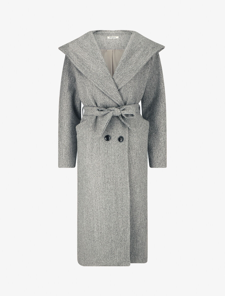 Manteau long à capuche - Gris - 4