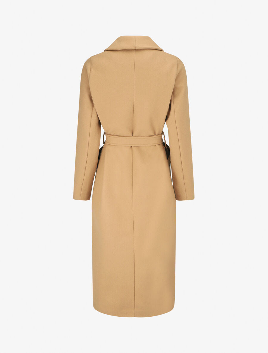 Manteau long uni ceinturé - Camel - 2