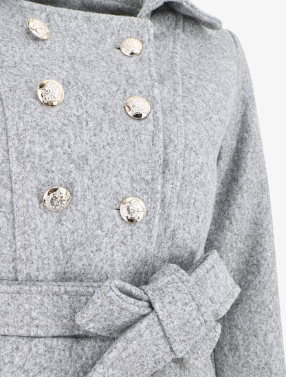 Manteau long uni coupe droite - Gris - 3