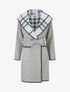 Manteau long à capuche et col à carreaux - Gris - 4