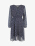 Robe évasée en voile motif graphique - Marine - 1