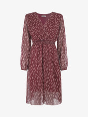 Robe évasée en voile motif graphique - Prune - 1