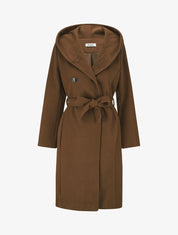 Manteau long ceinturé à capuche - Marron - 1