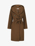 Manteau long ceinturé à capuche - Marron - 1