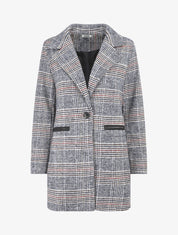 Manteau mi-long droit motif carreaux - Noir/blanc - 4
