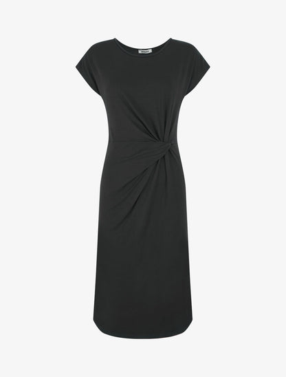 Robe t-shirt à plis - Noir - 1