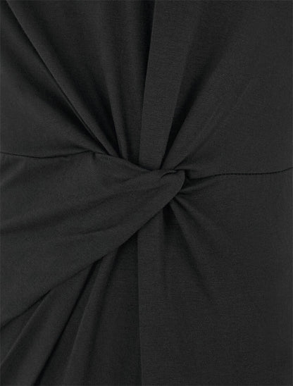 Robe t-shirt à plis - Noir - 3