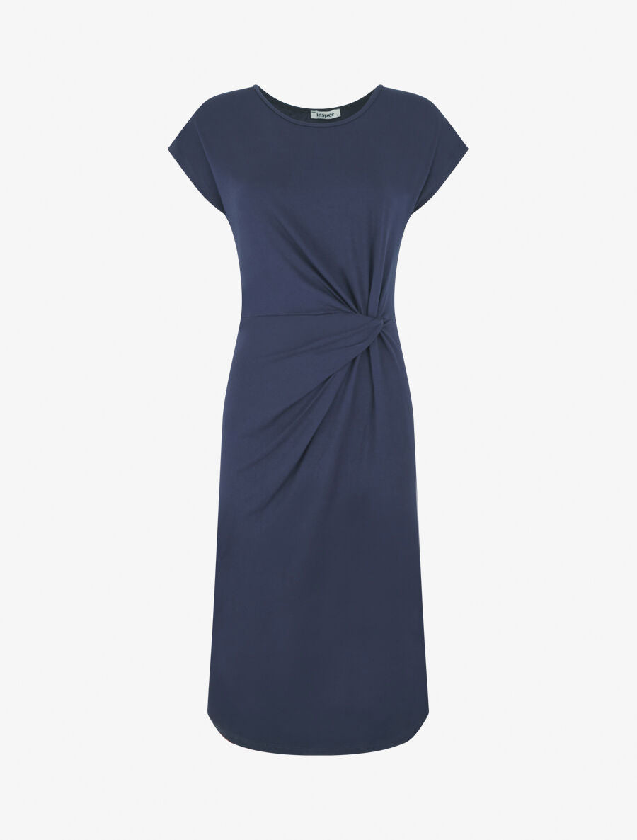 Robe t-shirt à plis - Bleu marine - 1