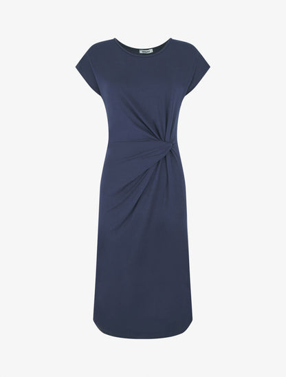 Robe t-shirt à plis - Bleu marine - 1