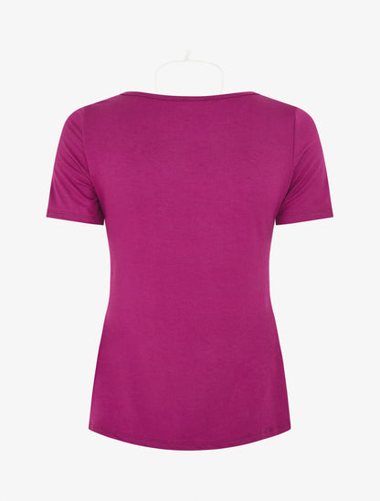 T-shirt à boutons décoratifs - Violet - 2