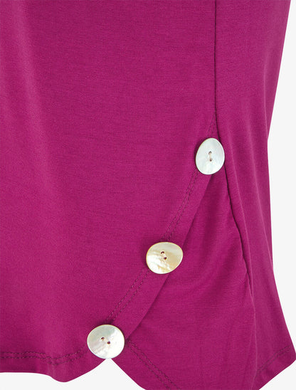 T-shirt à boutons décoratifs - Violet - 3