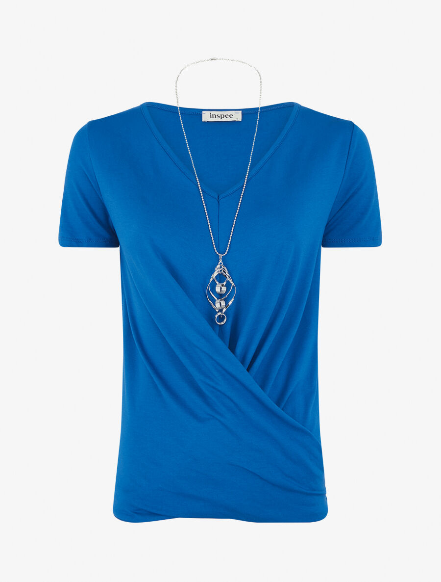 T-shirt à bords croisés - Bleu roi - 4
