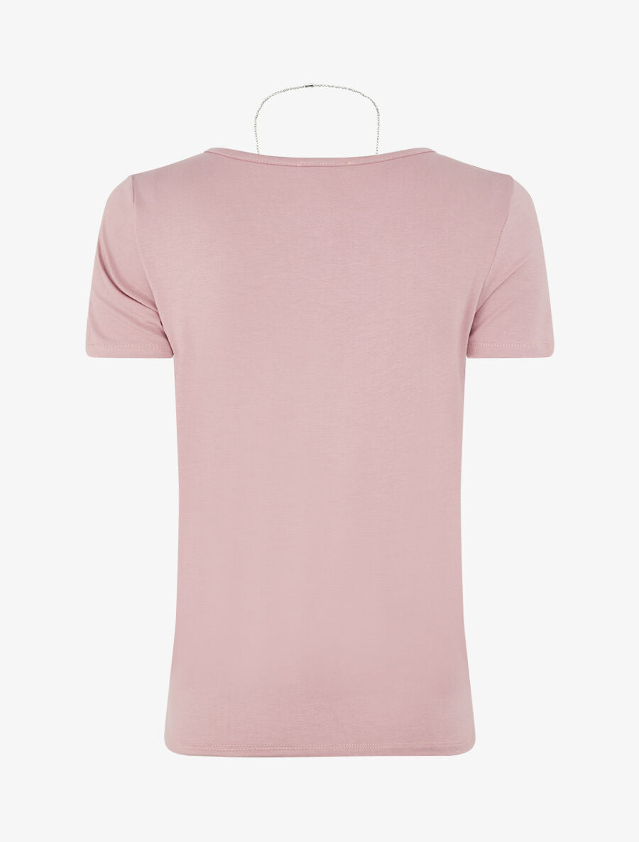 T-shirt à bords croisés - Vieux rose - 2